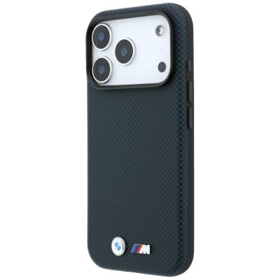 2. BMW M Quadrille Kevlar Metal Logo MagSafe Case for iPhone 17 Pro / 18 Pro - Navy Blue