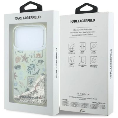8. Karl Lagerfeld Liquid Glitter Beach & Sand Case for iPhone 17 Pro / 18 Pro - Beige