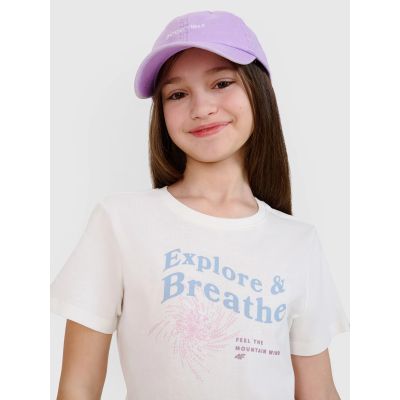 Girls' regular printed T-shirt 4F 4FJWSS25TTSHF1854-11S