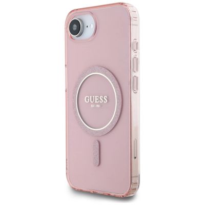 2. Guess IML Glitter Circle MagSafe case for iPhone 16e - pink