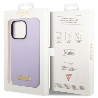 8. Guess GUHMP14LSBPLU iPhone 14 Pro 6.1" purple/purple hard case Silicone Logo Plate MagSafe