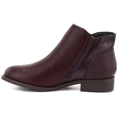 3. Burgundy Women's Leather Ankle Boots with Warm Lining M.Daszyński SFY2648-1