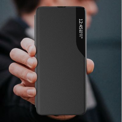 14. Eco Leather View Case Elegant Flip Cover Stand Function Poco M4 Pro 5G Black