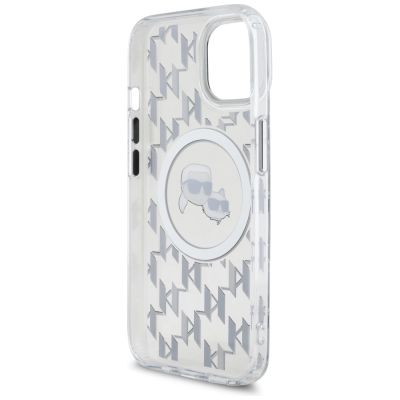 7. Karl Lagerfeld IML Monogram Karl & Choupette Head MagSafe iPhone 15 Case - Clear
