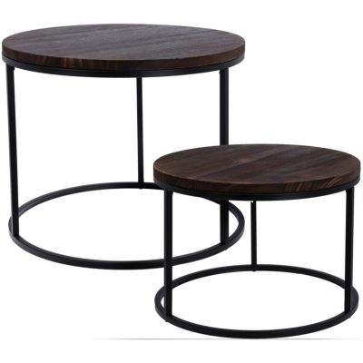 5. 2-IN-1 COFFEE TABLE SET, WOODEN TABLETOP 50/57CM