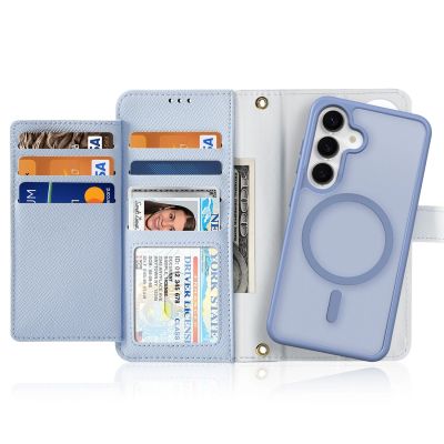 12. Dux Ducis Lawa Leather Case for Samsung Galaxy S25+ with Detachable Magnetic Wallet - Blue