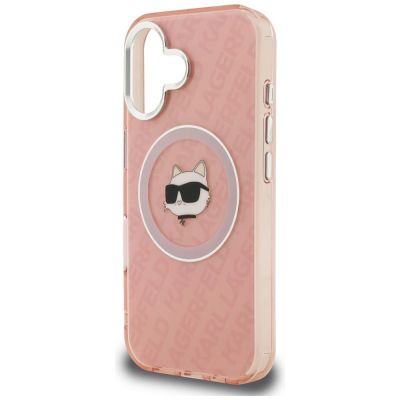 6. Karl Lagerfeld IML Choupette Head Logo MagSafe iPhone 16 Case - Pink