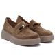 4. Women's leather platform moccasins with beads, camel, Vinceza 79649