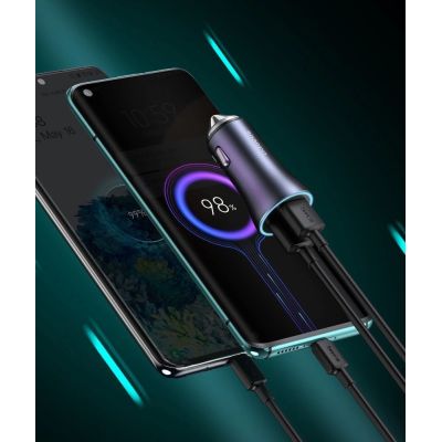 15. Baseus Golden Contactor Pro fast car charger 2x USB 40 W Quick Charge SCP FCP AFC + USB cable - USB Type C gray (TZCCJD-A0G)