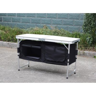 18. FOLDABLE CAMPING TABLE 120x47x70/62/54CM WITH WARDROBE 33x30x36CM