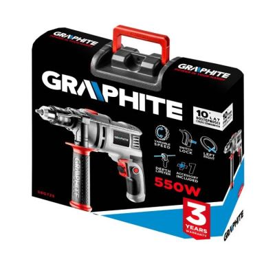 2. Graphite 58G725 Drill 3000 RPM, Keyed Chuck, Grey