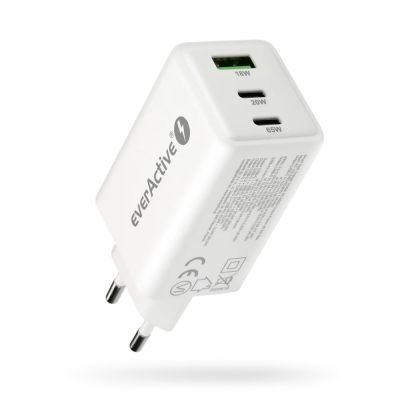 5. EVERACTIVE GAN WALL CHARGER 1 X USB, 2 X USB-C QUICK CHARGE 4+ 65W WHITE SC-655Q