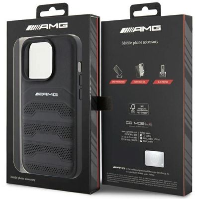 8. Mercedes AMG Leather Debossed Lines case for iPhone 15 Pro Max - black