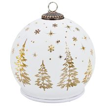 DECORATIVE GLASS LED BAUBLE 12 CM SPARKLING ROTATING – WHITE