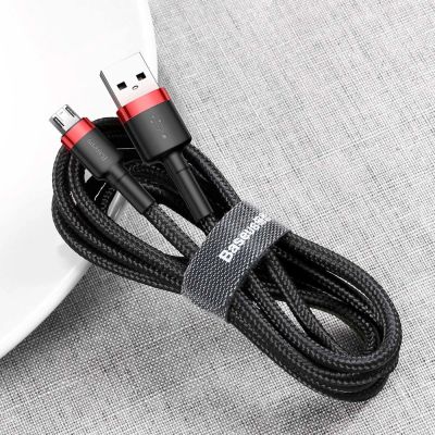 8. Baseus Cafule Cable CAMKLF-B91 USB-A / micro USB 2.4A 1 m - black and red