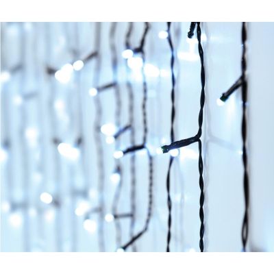 26. CHRISTMAS TREE LIGHTS OUTDOOR LIGHT CURTAIN 180 LED CONTROLLER TIMER COLD WHITE GREEN CABLE