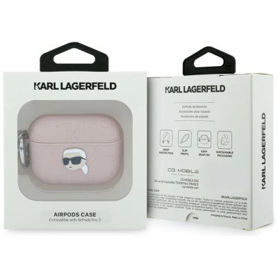 4. Karl Lagerfeld Monogram Karl Head Case for AirPods Pro 3 - Pink