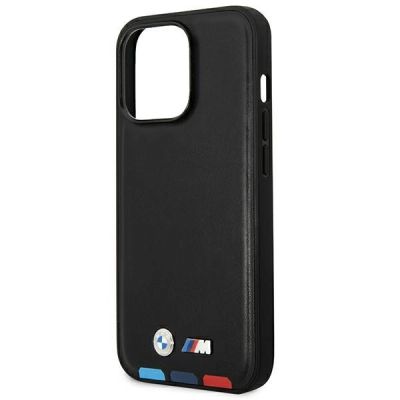 6. Case BMW BMHMP14L22PTDK iPhone 14 Pro 6.1 "black / black Leather Stamp Tricolor Magsafe