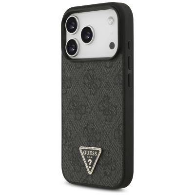 2. Guess Leather 4G Triangle Strass MagSafe Case for iPhone 18 Pro / 17 Pro - Black
