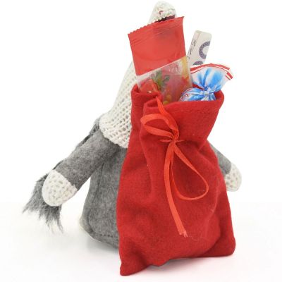12. DECORATIVE SANTA CLAUS WITH GIFT BAG 15CM DARK GRAY
