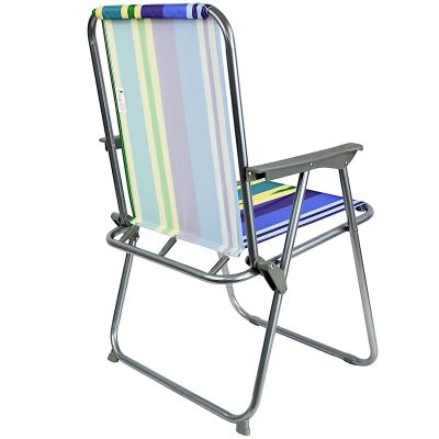 9. REDCLIFFS FOLDING CHAIR WITH ARMRESTS, BLUE STRIPES