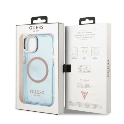 8. Guess Gold Outline Translucent MagSafe case for iPhone 13 - blue