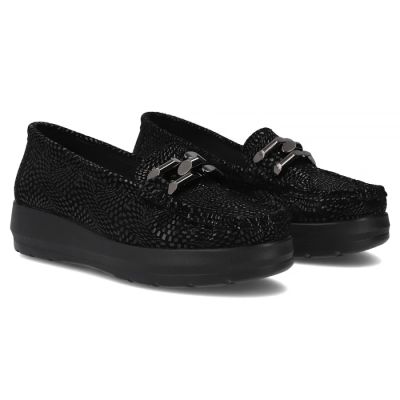 5. Women's leather platform loafers, black, Filippo DP7652