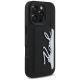 4. Karl Lagerfeld HC Grained PU Cardslot Metal Signature iPhone 16 Pro Case - Black