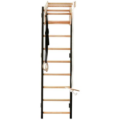 BENCHK GYMNASTICS WALL BARS WITH ADJUSTABLE BEECHWOOD PULL-UP BAR AND GYMNASTICS ACCESSORIES 711B A076