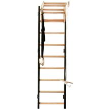 BENCHK GYMNASTICS WALL BARS WITH ADJUSTABLE BEECHWOOD PULL-UP BAR AND GYMNASTICS ACCESSORIES 711B A076