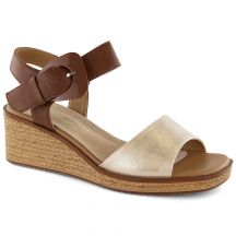 Sergio Leone W SK440 gold wedge sandals with buckle