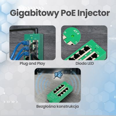 15. Extralink Gigabit PoE Injector 4 Port Active, 4 Gigabit 802.3at/af ports, Mode A