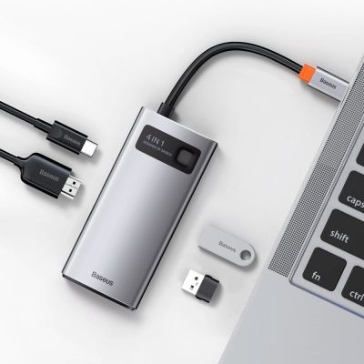9. Baseus Metal Gleam 4in1 multifunctional HUB USB Type C - USB Type C Power Delivery 100 W / HDMI 4K 30 Hz / 1x USB 3.2 Gen 1 / 1x USB 2.0 (CAHUB-CY0G)
