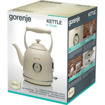 16. Gorenje K17CLIN Classico electric kettle 1.7 l (beige)