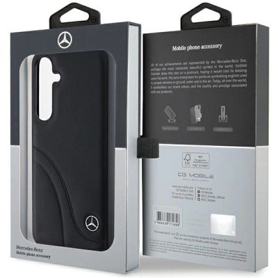 8. Mercedes Leather Curved Stitches case for Samsung Galaxy S24+ - black
