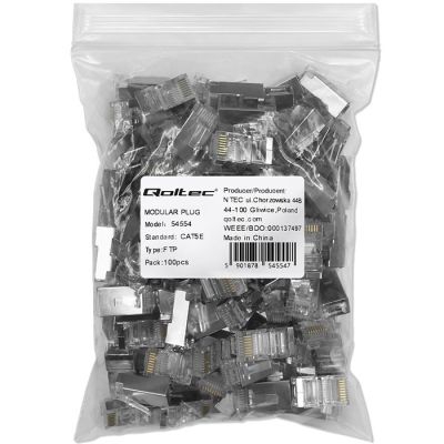 2. QOLTEC RJ45 MODULAR CONNECTOR PLUG | CAT5E | FTP | 100PCS