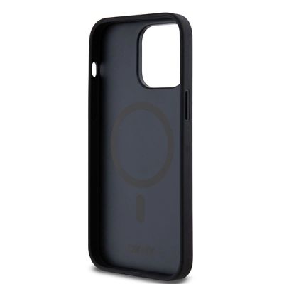 7. DKNY Leather Pattern Metal Logo MagSafe case for iPhone 14 Pro - black