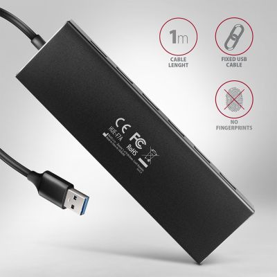 7. Axagon HUE-F7A 7x USB 3.2 Gen 1 ALU FLAT hub micro power IN 1m USB-A USB 3.2 Gen 1 (3.1 Gen 1) Type-A 5000 Mbit/s Black