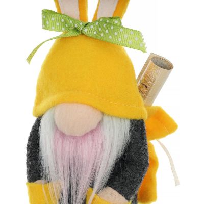 4. gnome bunny boy 20cm yellow with gift bag spring decoration