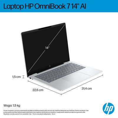 12. HP OmniBook 7 AI 14-fr0003nw Intel Core Ultra 5 225U Laptop 35.6 cm (14") 2K 16 GB LPDDR5-SDRAM 512 GB SSD Wi-Fi 6E (802.11ax) Windows 11 Pro AI PC Silver