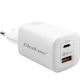 QOLTEC 65W GAN ULTRA AC CHARGER | 5-20V | 2.25-3.25A | 1 X USB TYPE C PD | 1 X USB QC 3.0 | WHITE