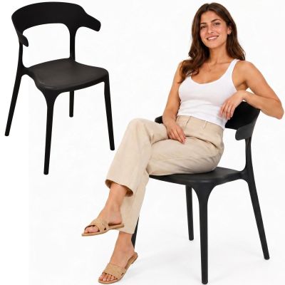 BLACK PLASTIC GARDEN CHAIR