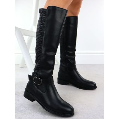 4. Women's boots with a decorative strap on the block, black Filippo 7437