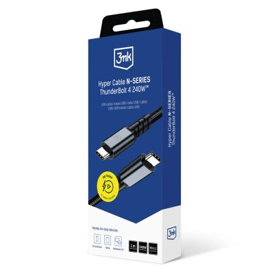 8. 3mk Hyper Cable N-SERIES Thunderbolt 4 USB-C / USB-C 1m 48V/5A 40Gb/s 240W 8K60Hz - black