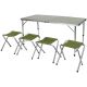 3. FOLDABLE CAMPING TABLE 120X60X70/62/55CM + 4 CHAIRS GREEN