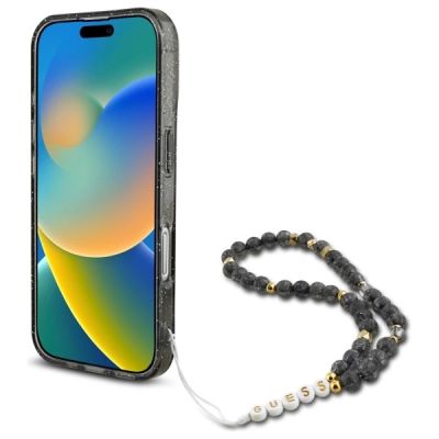 4. Guess IML Glitter With Pearl Strap MagSafe case for iPhone 16 - black