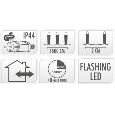 8. CHRISTMAS LIGHTS LIGHT CHAIN 750 LED FLASH WARM WHITE