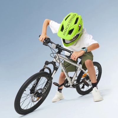 5. Rockbros TT-32004 Shark Children's Bike Helmet with Detachable Jaw Size M (54-58) - Green