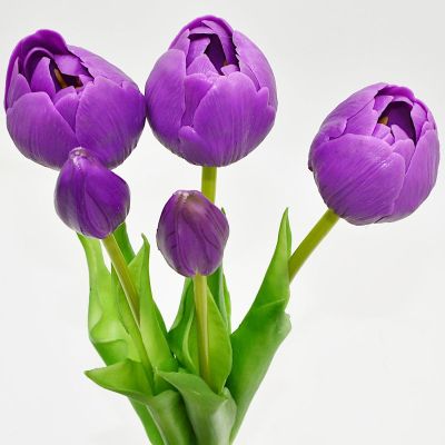 24. BOUQUET OF 5 PURPLE PEONY TULIPS 39 CM LIFE-LIKE SPRING DECORATION