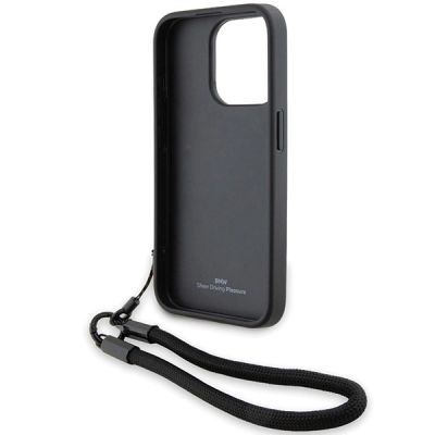 6. BMW Signature Leather Wordmark Cord case for iPhone 15 Pro Max - black